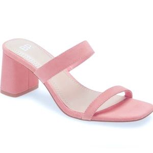 BP PINK SUEDE EMMY BLOCK HEEL SLIDE SANDAL SIZE 10 Medium M NWT